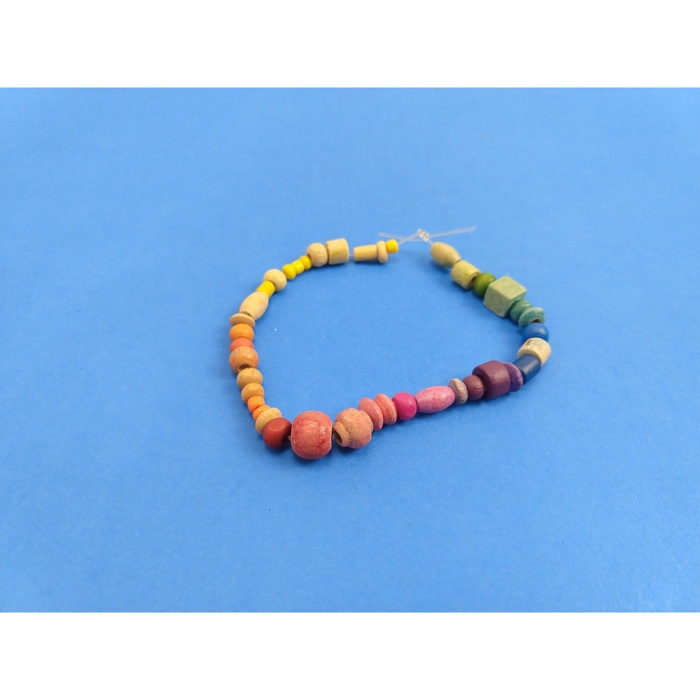 Multicolor Wood Beaded Bracelet Colorful Cylinder Blocks